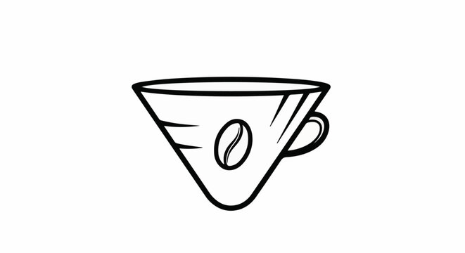 Stylized coffee cup with a coffee bean graphic in the center