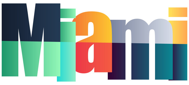 Colorful Modern Typographic Design Featuring Word miami