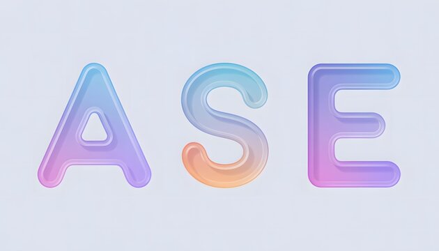 Colorful gradient letters ase on light blue background