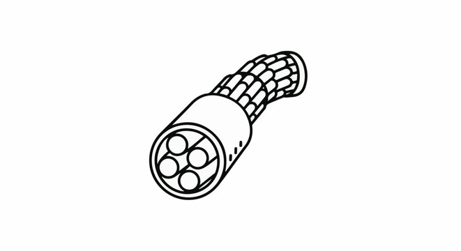Stylized illustration of a multi-core electrical cable end with protective braiding