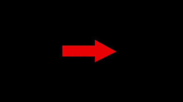 Red arrow pointer animation on black background, for ui and, navigation direction