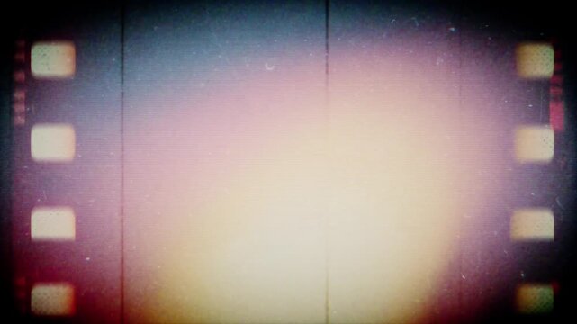 Vintage film strip background. Old tv grain noise frame. Videotape texture overlay with scratches and dirt stains. Lens flare light leaks effect.	