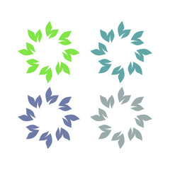 Fototapeta premium BOTANICAL GREEN LEAVES SIGN SYMBOL LOGO VECTOR ISOLATED ON WHITE
