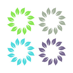 Fototapeta premium BOTANICAL GREEN LEAVES SIGN SYMBOL LOGO VECTOR ISOLATED ON WHITE