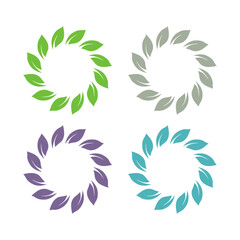 Fototapeta premium BOTANICAL GREEN LEAVES SIGN SYMBOL LOGO VECTOR ISOLATED ON WHITE