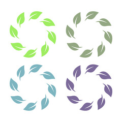 Fototapeta premium BOTANICAL GREEN LEAVES SIGN SYMBOL LOGO VECTOR ISOLATED ON WHITE
