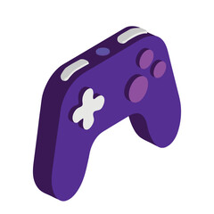 Purple Handheld Gamepad 3D Icon – Portable Gaming Device Illustration. © zixu