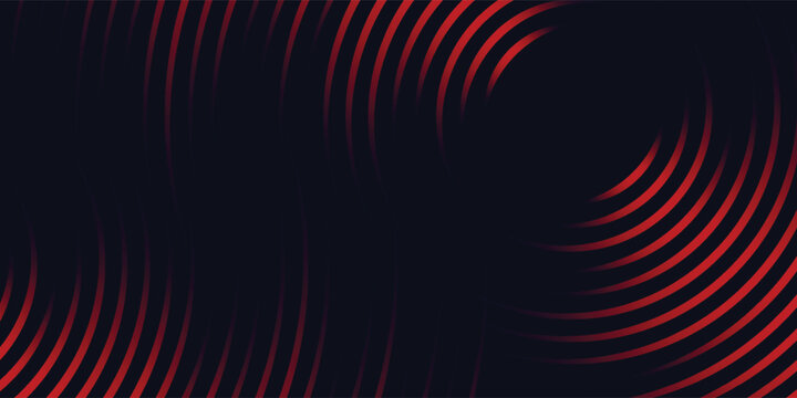 Minimalist lines background. abstract red background with circle line. Radial sound wave equalizer.