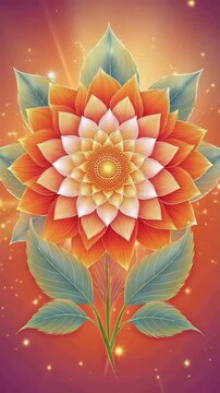Radiant Lotus Flower glowing lotus flower illustration, radiant lotus flower with golden spiritual light, soft petals, leaves, and dreamy meditation background