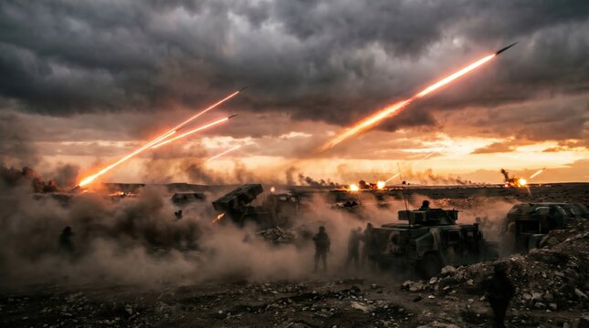 Military Offensive with Tanks and Missiles