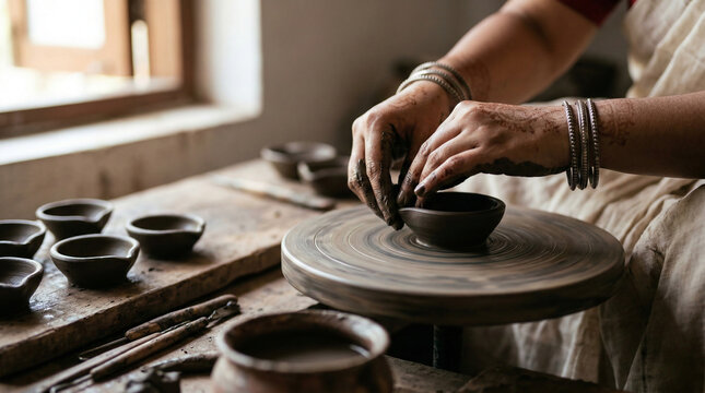 Hands Crafting Pottery