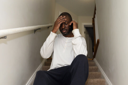 A portrait of a African-American man sad