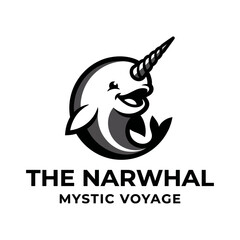 A charming logo design for 'The Narwhal' features a playful narwhal to symbolize adventure and whimsy, perfectly capturing the essence of a mystical maritime voyage. © Zhoupeng