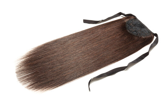 bandage wrap round straight dark brown human hair ponytail extensions