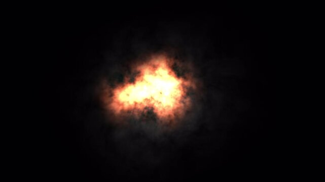 Gun muzzle flash explosion on alpha channel. 4K Video