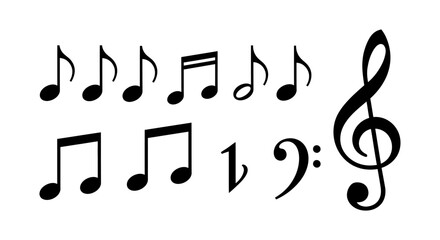 Fototapeta premium sheet music notes with treble and bass clef symbols vintage musical notation