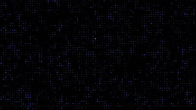 Dots Animated Background, blue flickering Hi tech motion graphic on dark background