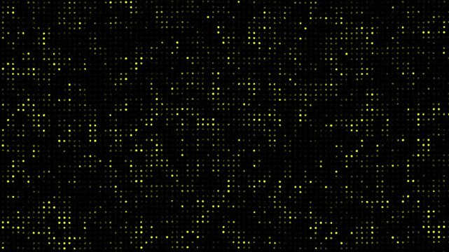 Dots Animated Background, Yellow flickering Hi tech motion graphic on dark background