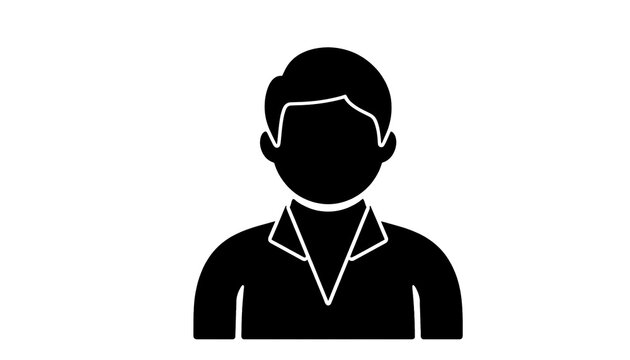 Male user avatar icon silhouette on black background.