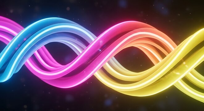 Vibrant colorful neon infinity loop design.