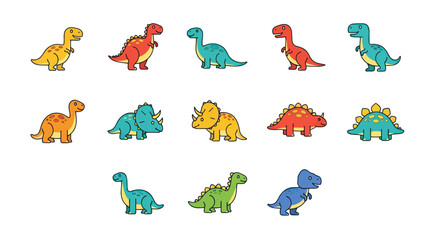 Cartoon dinosaurs set on white background © Bambang
