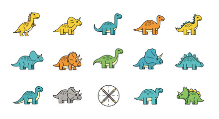 Cartoon dinosaurs set in various poses © Bambang