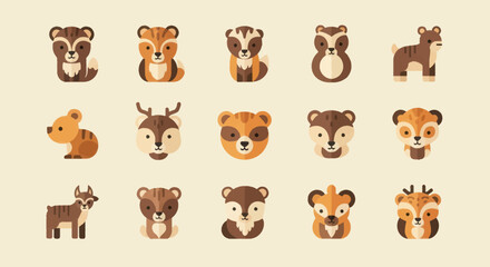 Fototapeta premium Cartoon forest animals collection