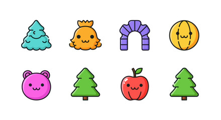 Fototapeta premium Cartoon illustrations of various objects