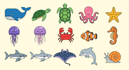 Cartoon marine life collection © Bambang