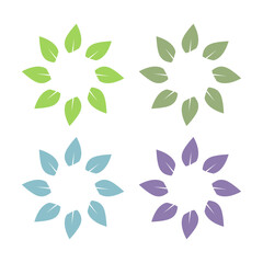 Fototapeta premium GREEN LEAVES IN CIRCLE SIGN SYMBOL LOGO VECTOR ISOLATED ON WHITE