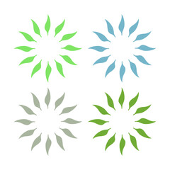 Fototapeta premium GREEN LEAVES IN CIRCLE SIGN SYMBOL LOGO VECTOR ISOLATED ON WHITE