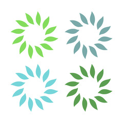 Fototapeta premium GREEN LEAVES IN CIRCLE SIGN SYMBOL LOGO FOR BIO ECO PRODUCT ORGANIC FARMING AGRICULTURE VECTOR