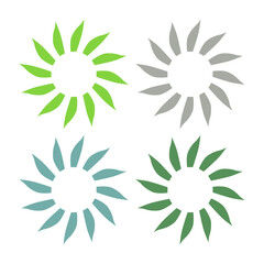 Fototapeta premium GREEN LEAVES IN CIRCLE SIGN SYMBOL LOGO FOR BIO ECO PRODUCT ORGANIC FARMING AGRICULTURE VECTOR
