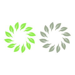 Fototapeta premium GREEN LEAVES IN CIRCLE SIGN SYMBOL LOGO FOR BIO ECO PRODUCT ORGANIC FARMING AGRICULTURE VECTOR