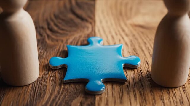 People with puzzle, and connection.