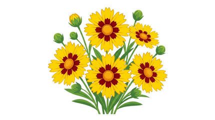 Fototapeta premium Bright Yellow Coreopsis Flowers Bouquet for Summer Wedding Invitations, Greeting Cards, and Spring Marketing Designs