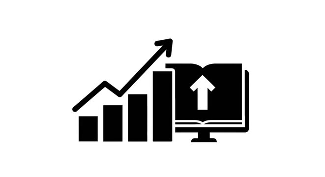 Black and white business growth chart.