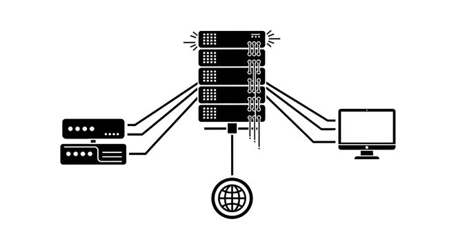 Computer Network System With Server.