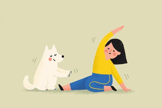 Playful Moment of Human and Dog Exercising Together