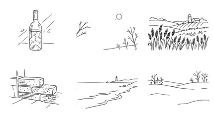 Obraz premium Cute bottle outline sketch illustration for creative projects.