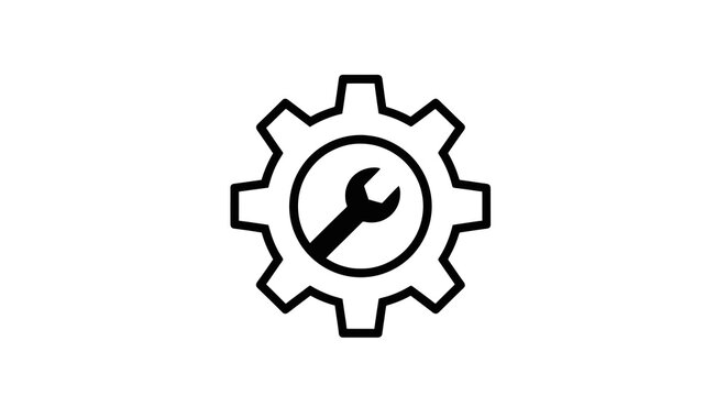 Gear with wrench icon symbol.