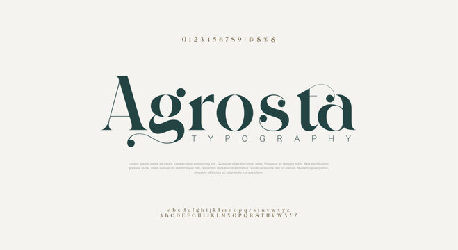 Sans serif typography font vector. Modern clean elegant character set. Creative alphabet simple typeface. Digital letter type style. Logo art banner poster flyer billboard text graphic design