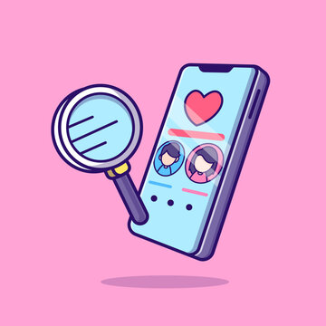 Dating App Mobile Phone Cartoon 