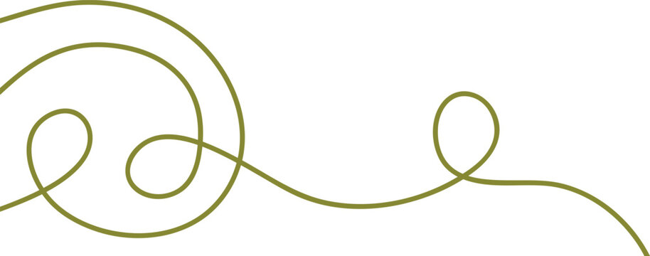 Elegant olive green swirling lines and curves on transparent background for design and decoration purposes  symbolizing movement and fluidity in a minimalist way