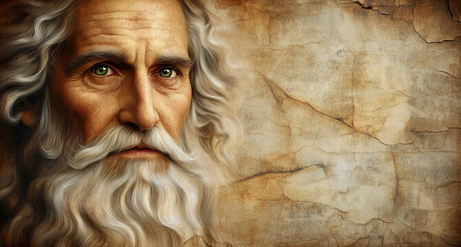  portrait  aged man with a full white beard and long white hair