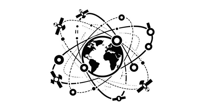 Black and white earth globe icon.