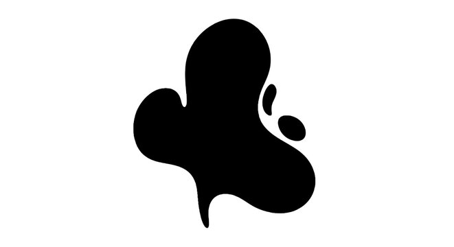 Black ink blob on white background.