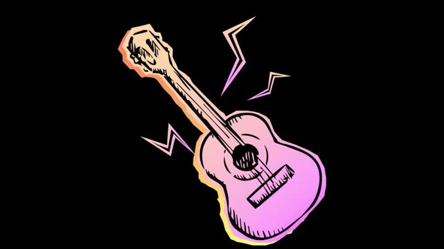 Stylized Acoustic Guitar with Lightning