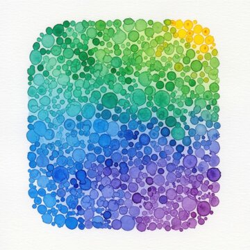 Watercolor gradient of multicolored circles on textured paper