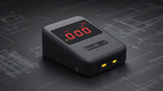 Illuminated Digital Inclinometer Device Displaying Angle Measurement
